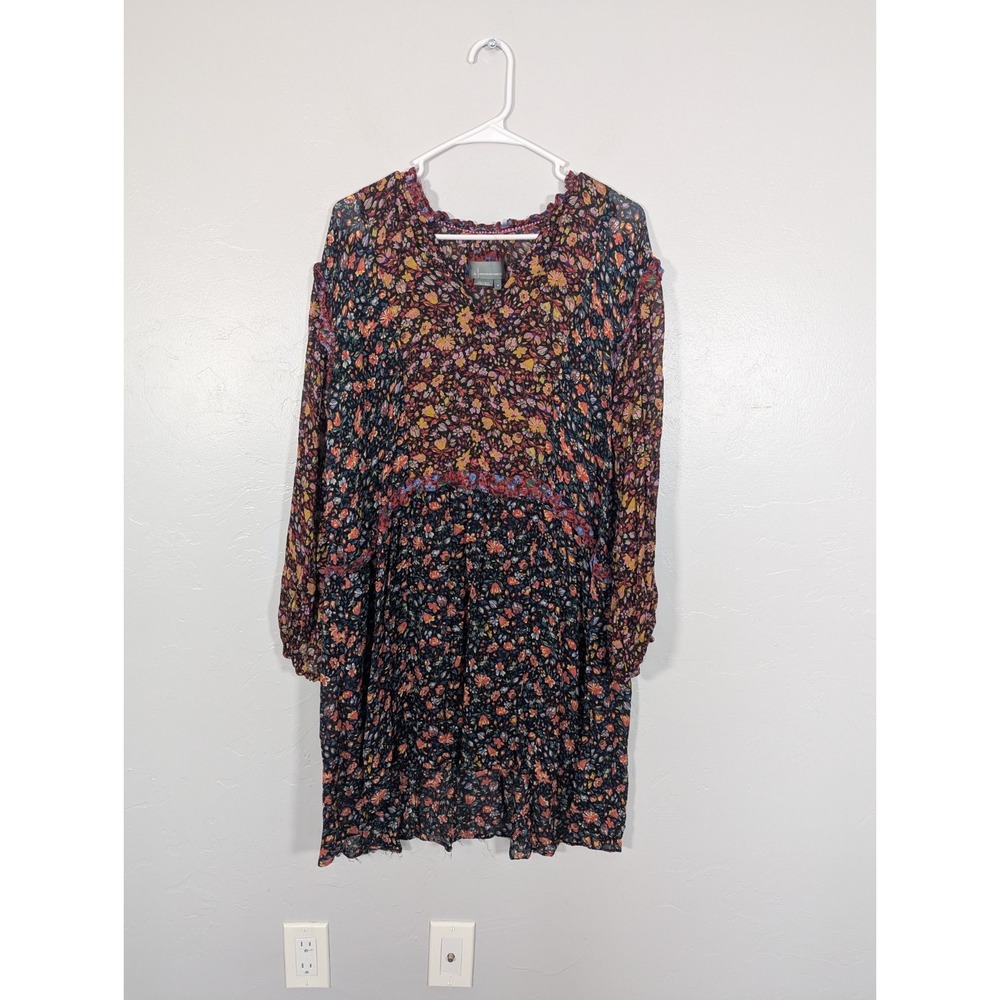 Anthropologie Helene Tunic Women's Floral Dress M Floral Bohemian Boho‎ Sheer